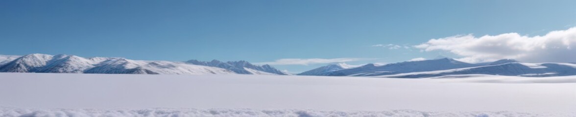 Fototapeta premium Crisp blue sky above pristine snow-covered landscape , cold weather, clear sky, serene