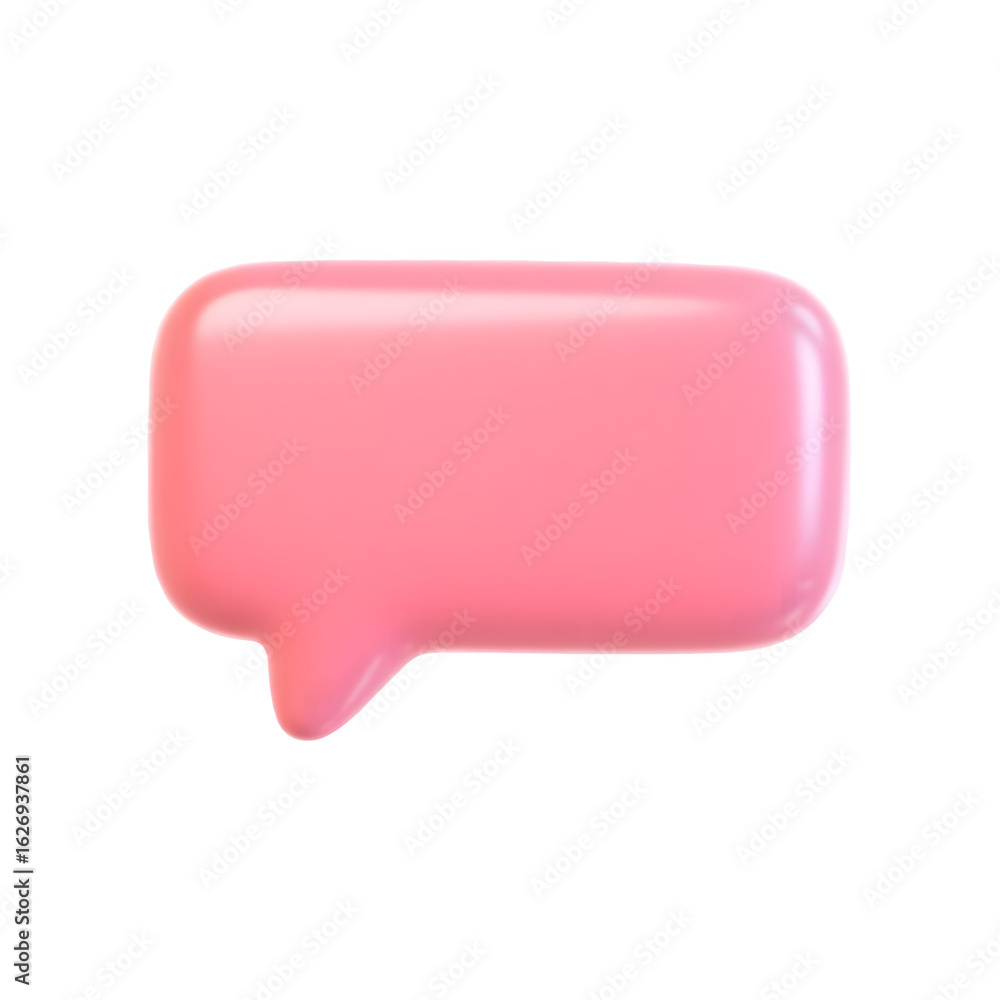 Poster a glossy pink 3d speech bubble icon representing communication and conversation isolated on transpar