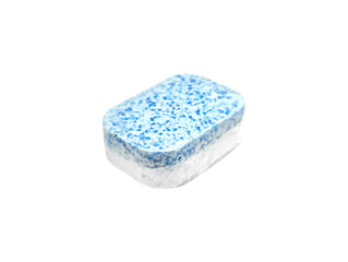 Blue speckled dishwasher tablet isolated on transparent or white background, png