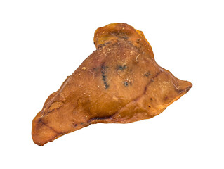 Dried pig ear dog treat isolated on transparent or white background, png