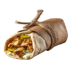 Chicken Shawarma Wrap, isolated on transparent background