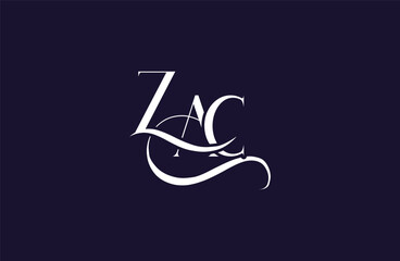 Initial ZAC letter logo design. Elegant Monogram Logo Design with Decorative Elements and Typography
