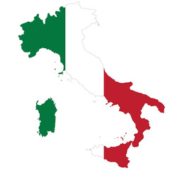 Italy map with flag
