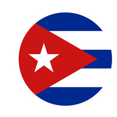 Cuba flag button , circle vector flag isolated on checkerboard transparent background