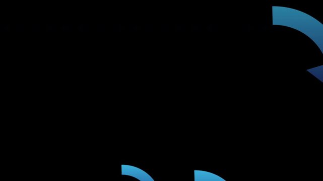 Blue Downward Arrows Looping Animation on Black Background Showing Decrease or Negative Trend