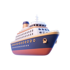 3d cruise ship isolated on white