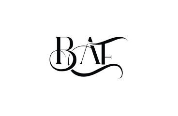 Initial BAF letter logo design. Elegant Monogram Logo Design with Decorative Elements and Typography