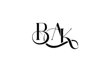 Initial BAK letter logo design. Elegant Monogram Logo Design with Decorative Elements and Typography