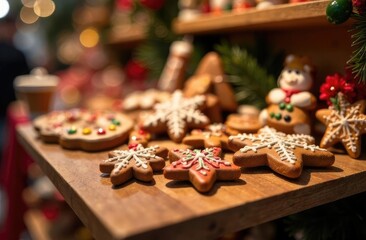 traditional czech sweet dessert gingerbread at the Christmas Market in Prague. Souvenir sale concept