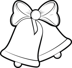 Christmas bells with bow vector icon on a transparent background.