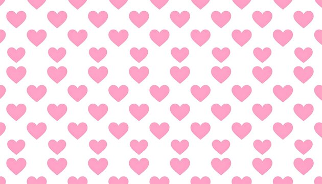 Simple repeating pattern of pink hearts on white