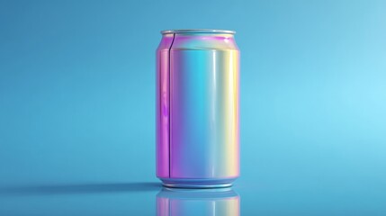 Sleek aluminum can with blank surface. Energy drink packaging mockup