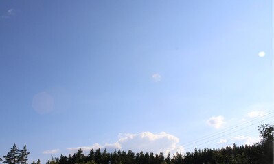 Fluffy clouds over the forest