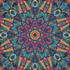 Abstract Mandala flower vintage indian textile ethnic seamless pattern ornamental. Arabesque floral design