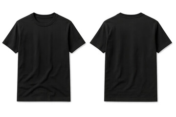 Naklejka premium Black t shirt front and back view mockup isolated on transparent background