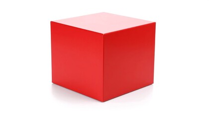 Fototapeta premium Single red cube on white background