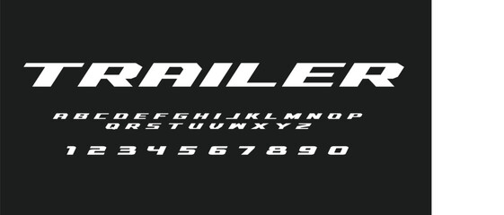 Obraz premium Trailer Lettering Alphabet Font Vector Design Bold Industrial Style Uppercase Letters Inspired by Truck Graphics Racing Chrome Signs and Heavy Duty Typography for Print and Branding Projects