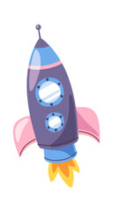 Spaceship launching cartoon cosmic vehicle