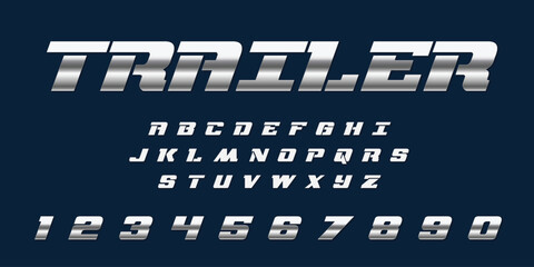 Obraz premium Trailer Lettering Vector Design with Silver Effect Bold Metallic Typography