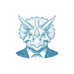 Triceratops Head Portrait Vector Drawing Prehistoric Dinosaur Illustration with Horns and Frill for Educational Posters Stickers T Shirts Museum Art and Jurassic Themed Projects © Hasan