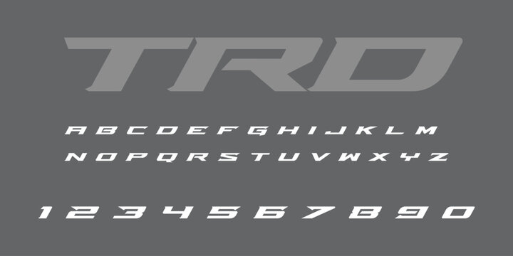 TRD Lettering Font Alphabet Vector Design Off Road Style Bold Rugged Typography Inspired by Racing Development Trucks 4x4 Adventure for Stickers T Shirts and Automotive Projects

