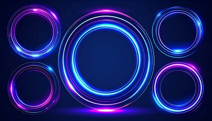 Neon circles on dark background