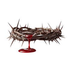Obraz premium Crown of Thorns with Red Drops Dripping on Transparent Background