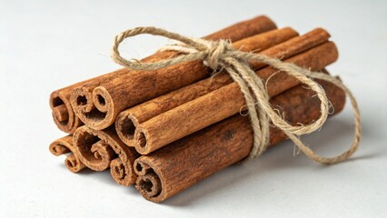 cinnamon sticks on white background