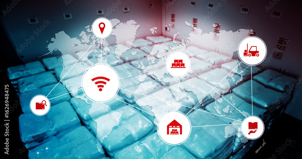 Poster smart warehouse management system with innovative internet of things technology to identify package 