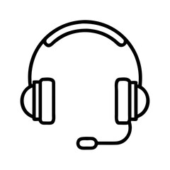Fototapeta premium Outline of headphones with microphone for audio communication 
