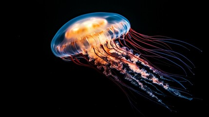 Glowing Jellyfish in the Deep Ocean