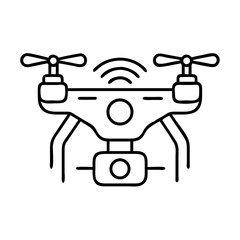 Drone vector icon illustration, aerial photography drone, flying camera drone line drawing