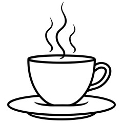 Steaming coffee cup line icon. Hot beverage and cafe symbol.
