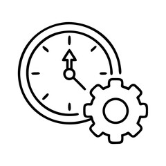 Clock and gear icon for time management efficiency productivity and workflow optimization concept