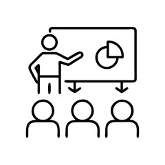 Presentation training workshop seminar conference with chart graph and audience icon vector