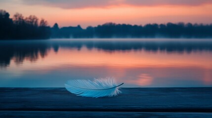 Sunset Serenity: Feather on Dock