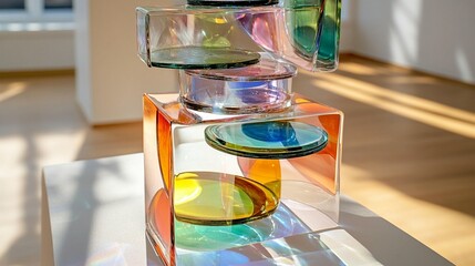 Layered Glass Art: Prismatic Cubes