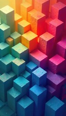 Obraz premium Abstract geometric background with multicolored cubes in symmetrical arrangement, artistic, modern