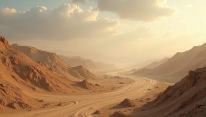 Naklejka premium Dusty landscape with isolated soil spread, grayish-brown hues, desolate, vast, natural