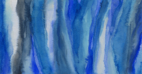 Watercolour artist-made painting. Blue background. Versatile artistic image for creative design projects: posters, banners, websites, covers, cards, magazines, prints, wallpapers.