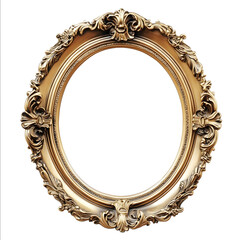 oil painting of a oval gold vintage frame oil paint high detail high resolution white background