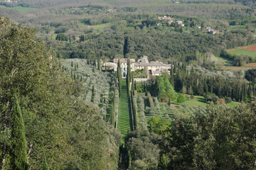 Top view of the villa Cetinale, Siena, Tuscany, Italy,