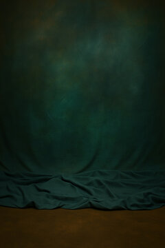 background studio dark green draped fabric smooth texture