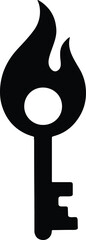 Silhouette flaming key abstract design security symbol vector illustrator