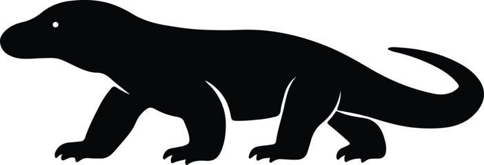 Silhouette komodo dragon walking animal wildlife vector illustrator