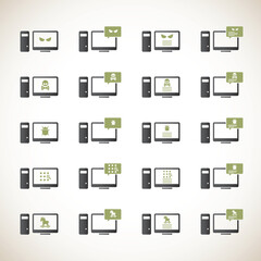 Malware desktop icon set. Hacking concept.