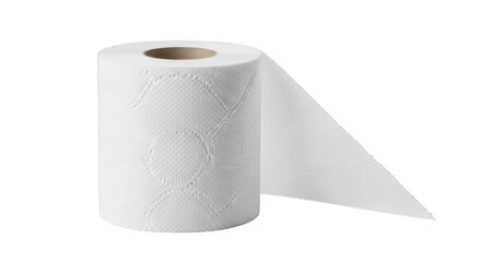 A roll of white toilet paper is isolated on transparent background
