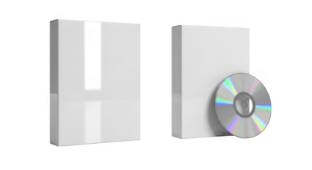 Blank software box and cd isolated on transparent background