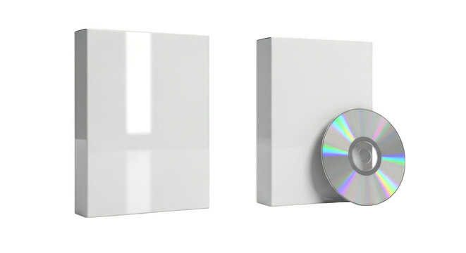 Blank software box and cd isolated on transparent background