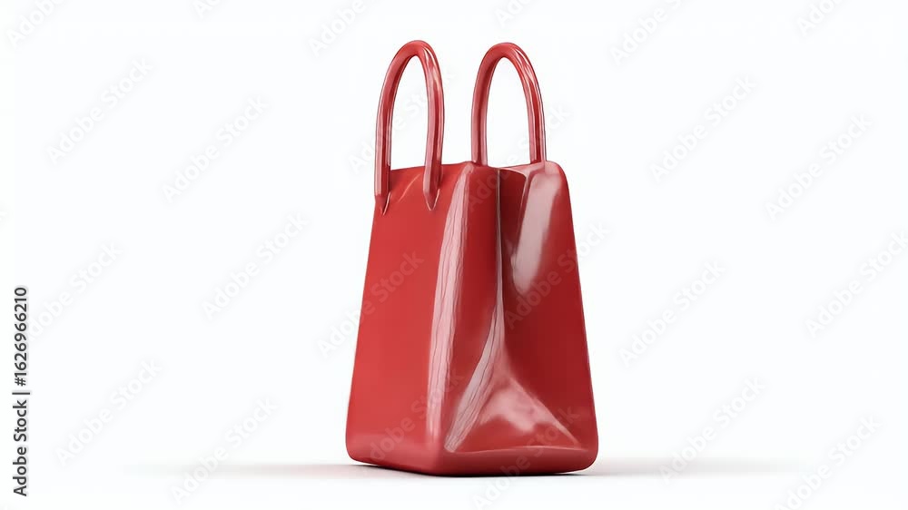 Poster shiny red fashion handbag rotating in a seamless 360-degree loop animation